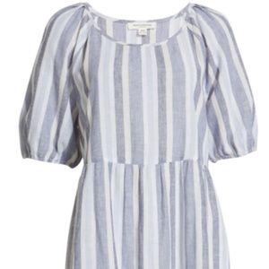 BeachLunchLounge - Luca Puff Sleeve Linen & Cotton A-line Dress/Cover-up